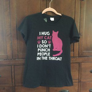 Novelty Graphic Tee I hug my cat shirt Medium